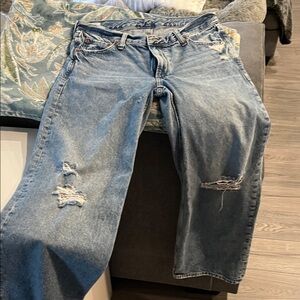 GAP Light Blue Distressed Wide Leg Jeans